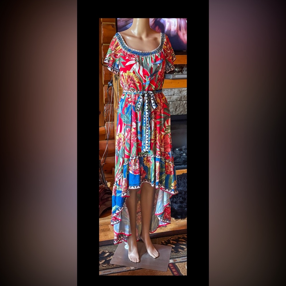 Flying Tomato Asymmetrical High-Low‎ Blue Red Sundress